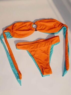 BWT Orange Textured Bikini Set